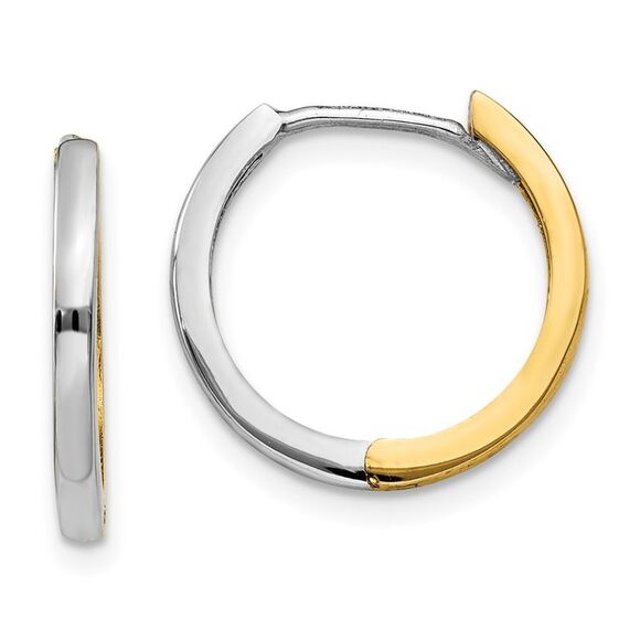 Kazi Luxury 14k Two-tone Round Hinged Hoop Earrings,New Products : American Fashion Style Bags On Sale